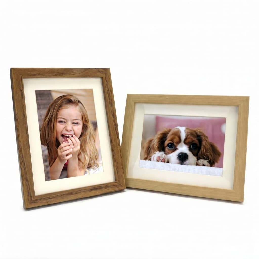 Kit 2 Porta Retratos 10x15 MDF Estilo Madeira Escura Paspatur - Quadro Moldura para Fotos