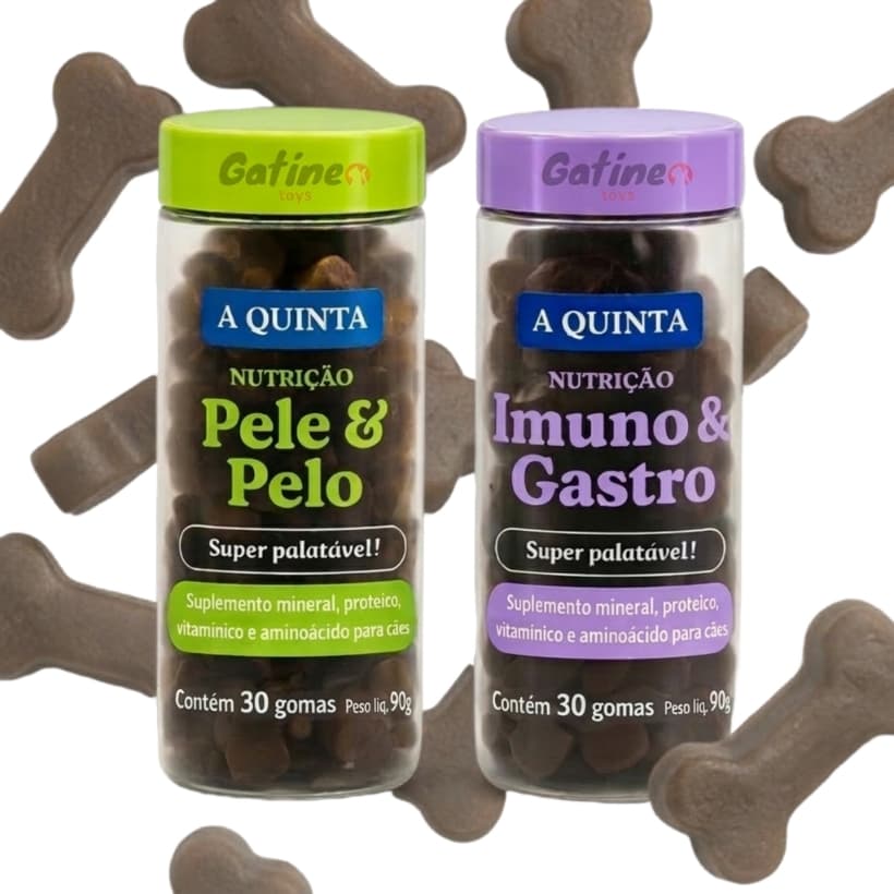 Suplemento para Cães A Quinta Imuno Gastro - Pele e Pelo 30 Tabletes cada  - Vitaminas Colágeno Biotina Cães Adultos