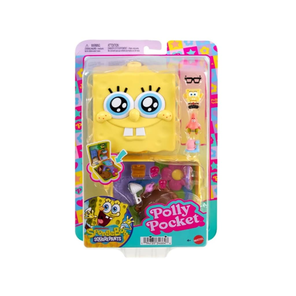 Conjunto Polly Pocket Compacto do Bob Esponja com 3 Micro Bonecos - Original Mattel