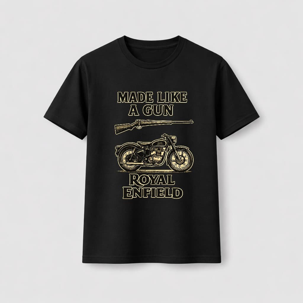 Camiseta Royal Enfield Made like a gun 100% Algodão Unissex