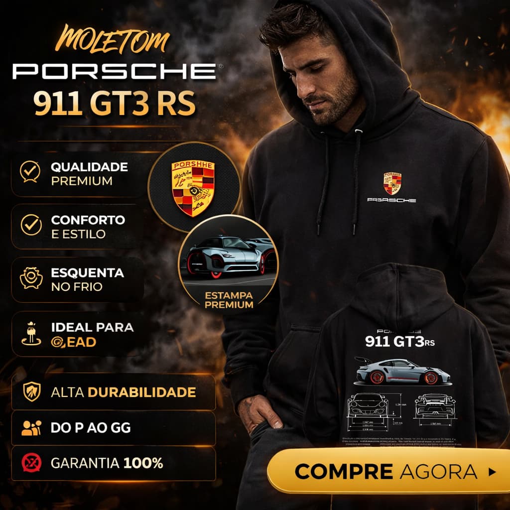 Blusa de Frio Moletom Canguru Unissex PORSHE 911 CARRO | FRIO | INVERNO | Agasalho