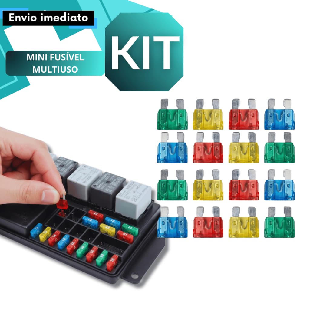 KIT Mini Fusível 5A 10A 15A 20A 25A 30A Alta Qualidade Multiuso