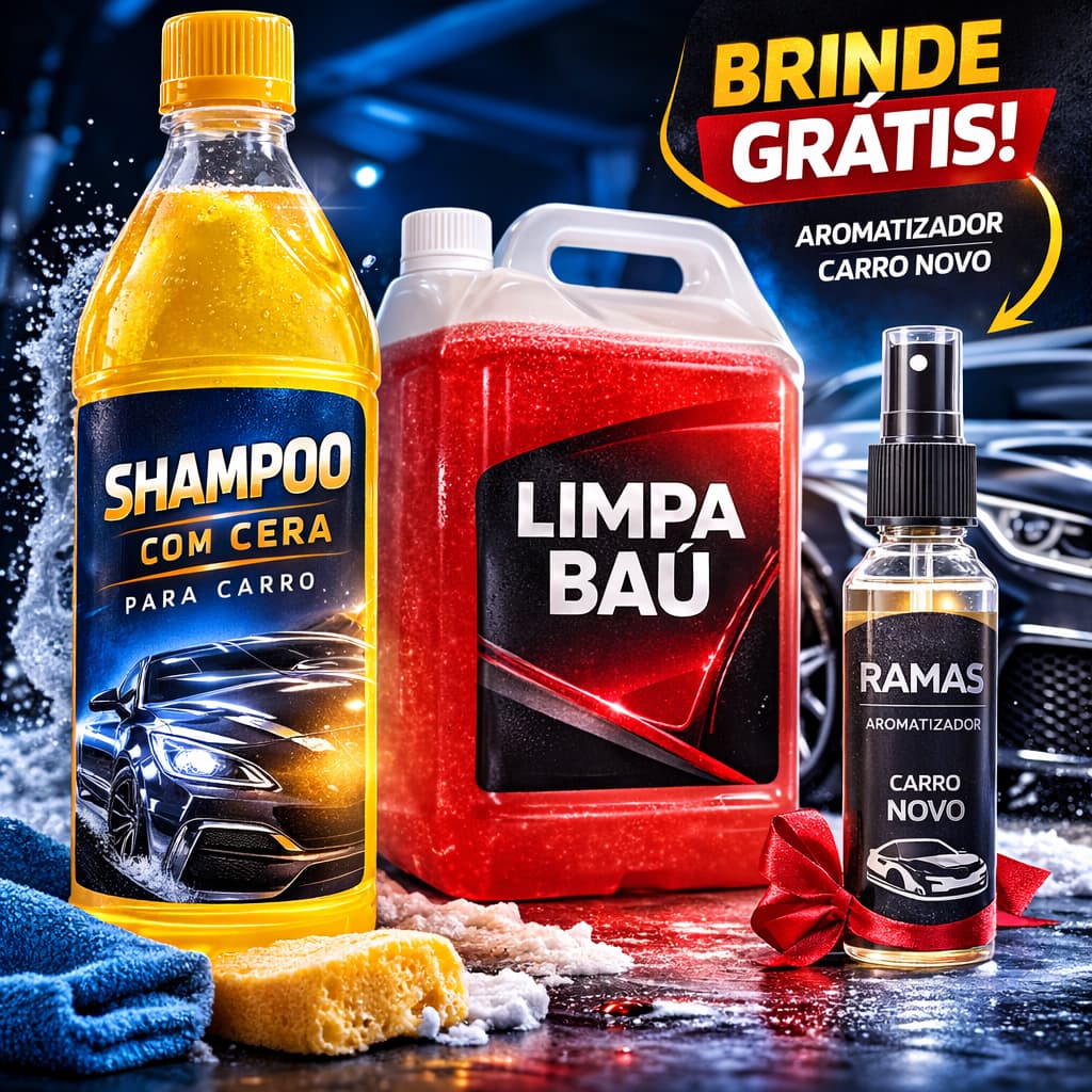 Kit Shampoo de Carro  cera Carnaúba + Limpa Baú 5L + Brinde