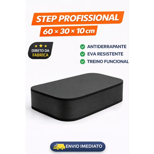 Step Para Treino Em Casa Glúteos e Pernas Antiderrapante - Preto