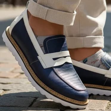 Sapato Social Mocassim Masculino Couro Legitimo Azul Social Loafer Bico Redondo da Fabrica Maier Calçados Novo Hamburgo