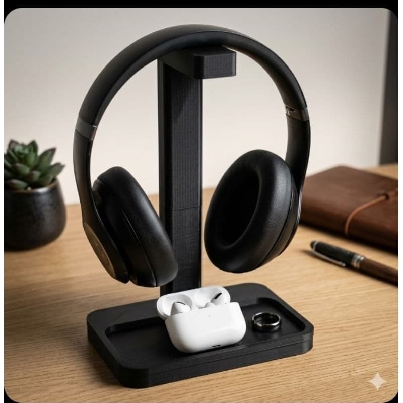 ​Suporte para fone Headset Gamer de Mesa Universal com Organizador de Acessórios e Base para AirPods