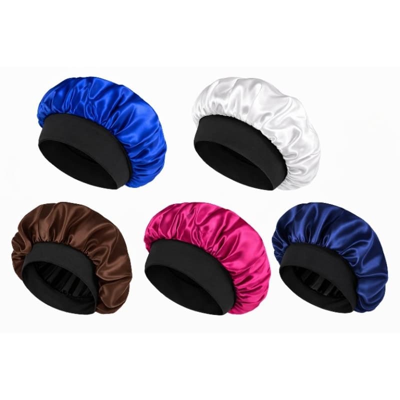 Touca de Cetim com Faixa Para Uso Noturno, Tecido Duplo Reduz Frizz e Protege Cabelos