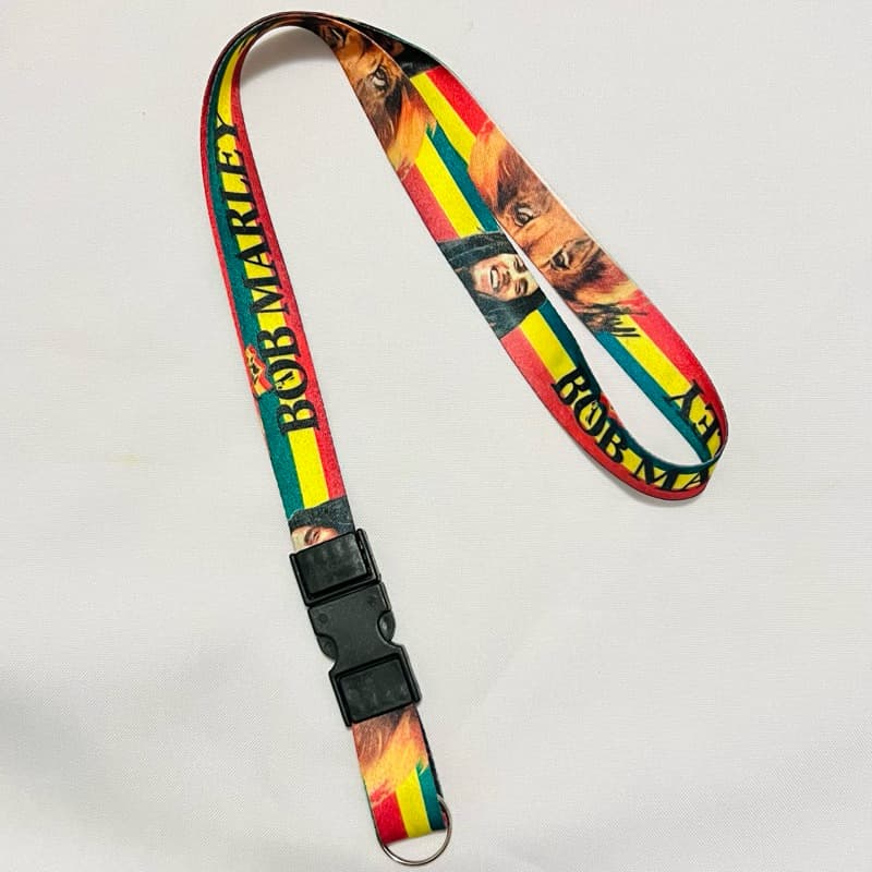 Cordão Tirante Bob Marley Reggae Moto Chaveiro Pescoço Crachá Fecho Tic Tac Engate
