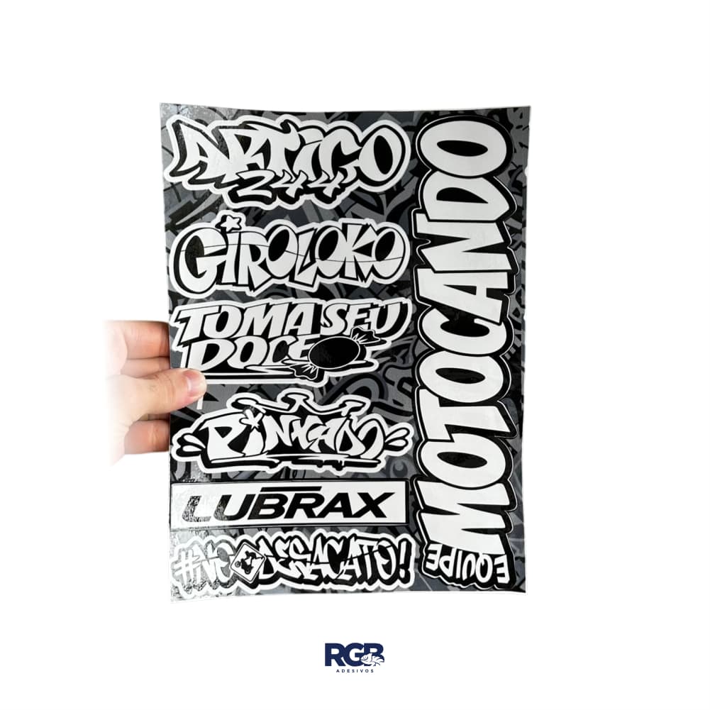 Adesivos em Cartela, 15 modelos diferentes Branco e Preto ideal pra carro, bike, moto - Vários adesivos