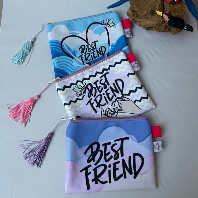 Bolsinhas Personalizadas amigas Best Friends.Kit necessaries femininas 15x19,porta maquiagem e outros itens grandes