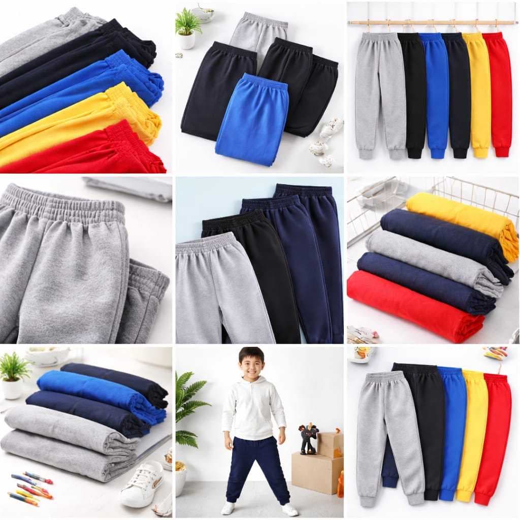 Kit 4 Calça Moletom Infantil Apeluciada com Punho, Unissex Tradicional tamanho 1 ao 12