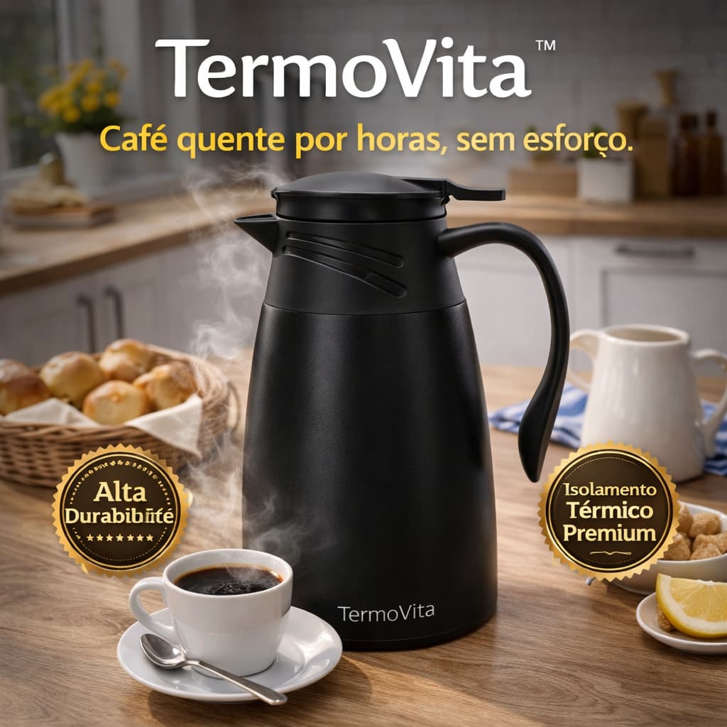 TermoVita™  Garrafa Termica 1 Litro Sortida Isolamento Termico Portatil Alta Durabilidade