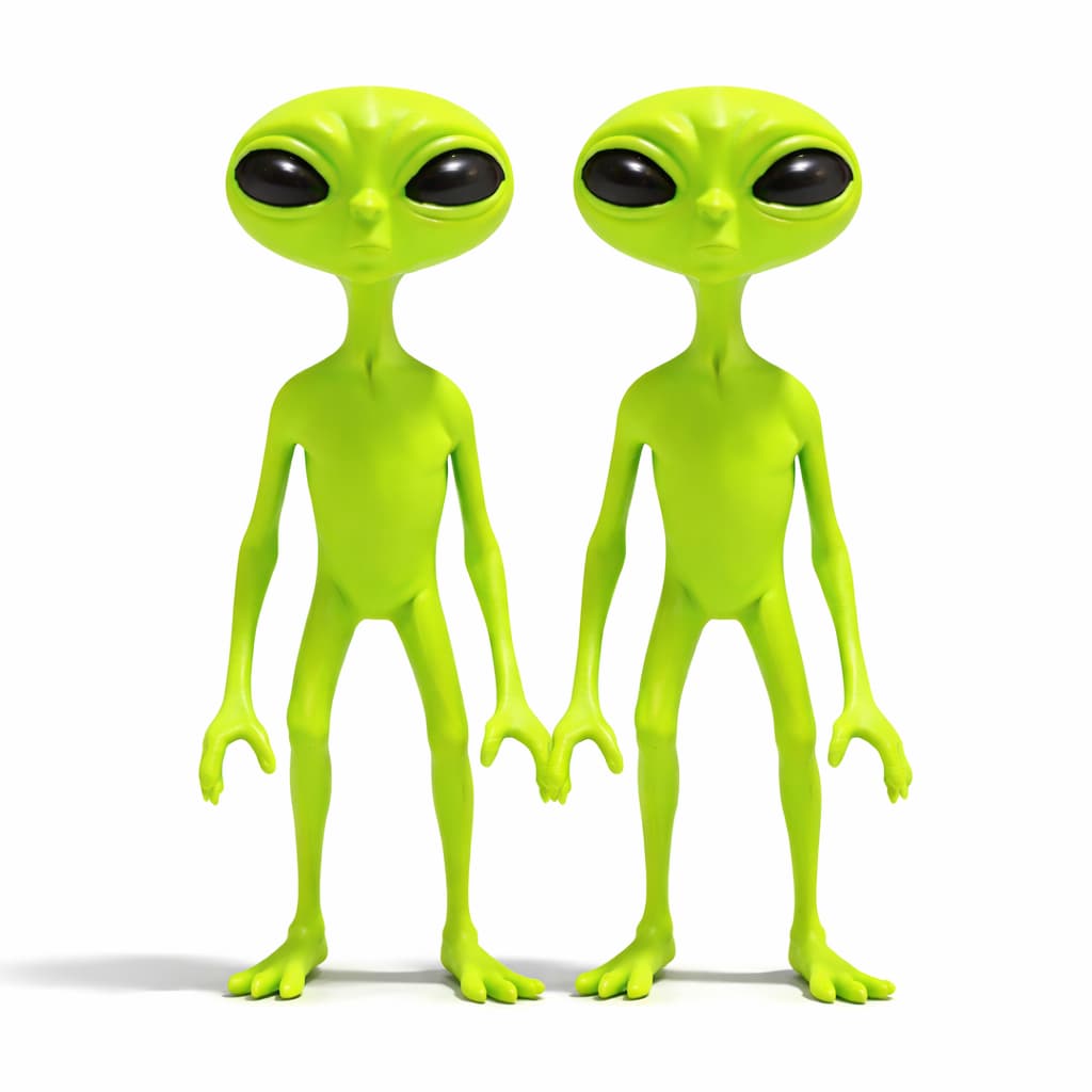 kit 2x Et, Alien, Alienígena, Extraterrestre, Greys, Realistico, Boneco  Decorativo 3D  ficção verde