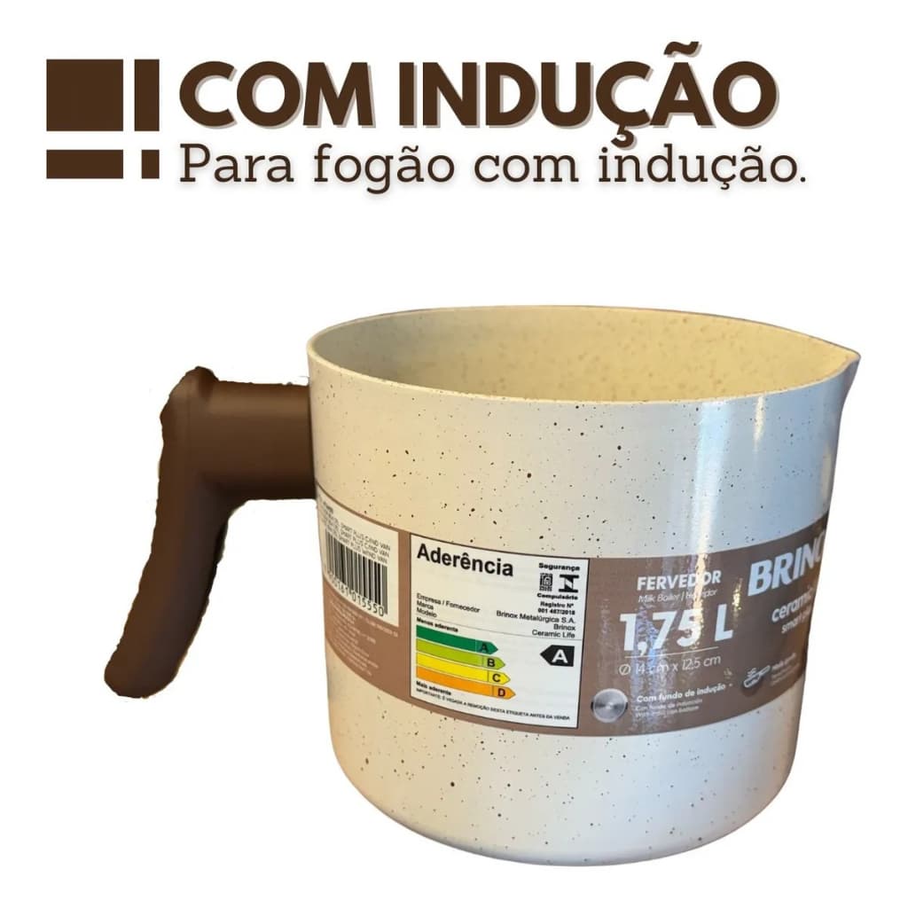 Leiteira Fervedor Inducao Ceramic Life Vanilla 1,75 L Brinox Ceramic