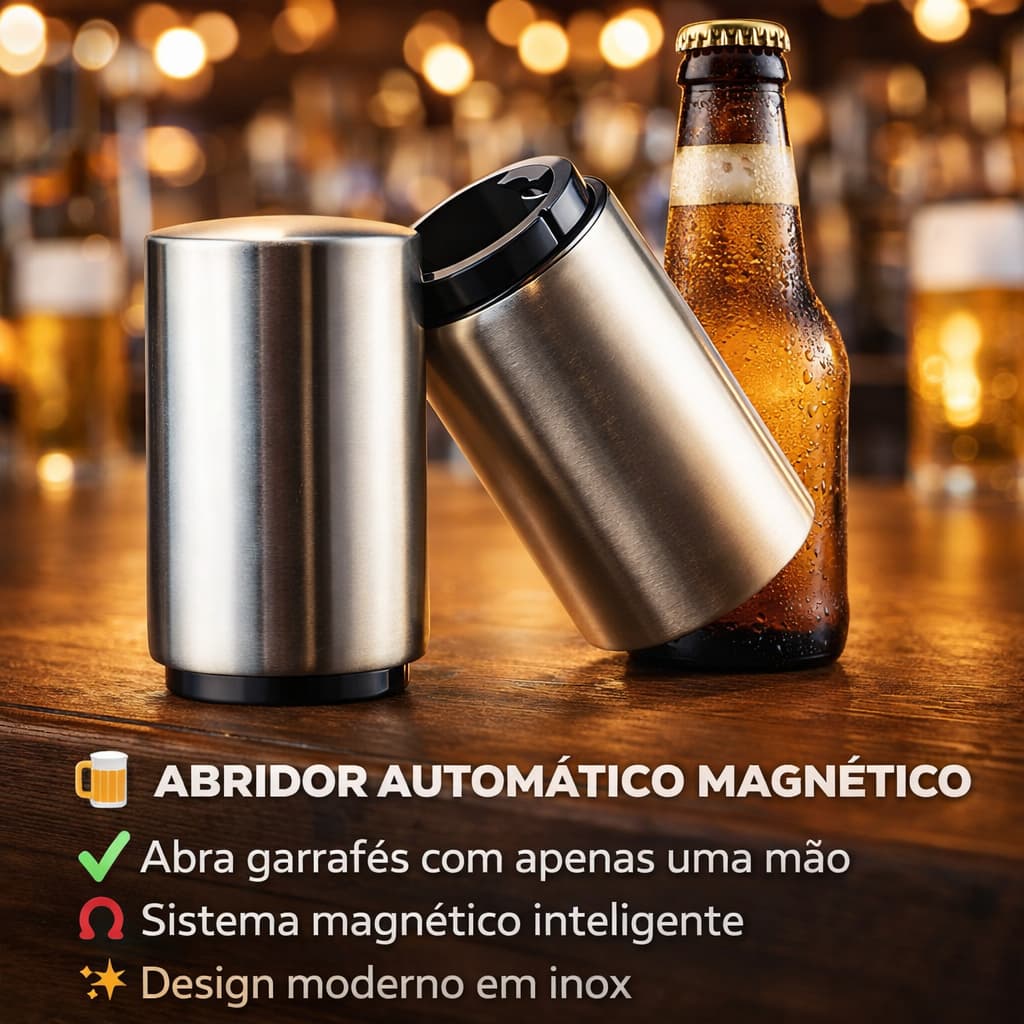 Kit 2  Abridor de Garrafa Automatico Magnetico  Plastico Revestido Inox