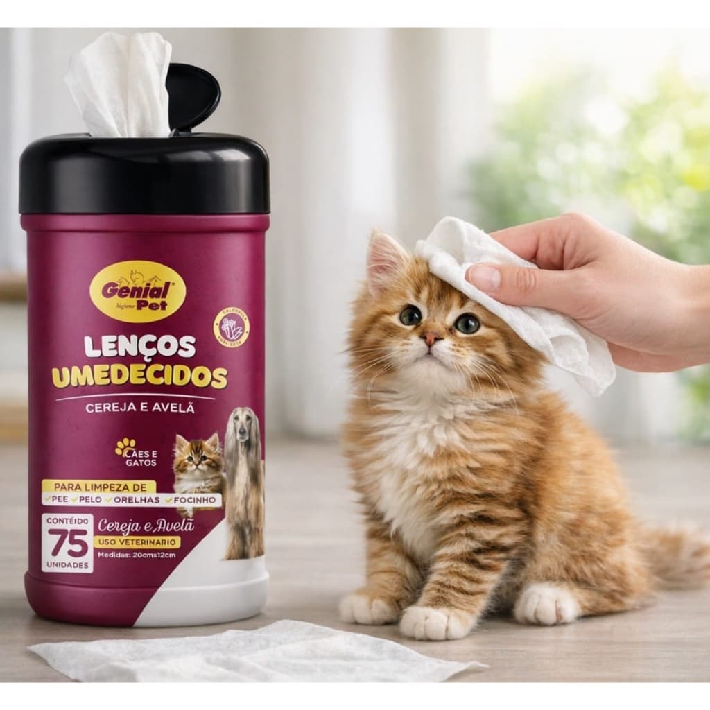 LENÇO UMEDECIDO CÃES E GATOS CEREJA AVELÃ PERFUMADO PET