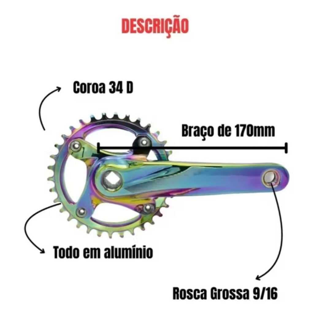 PEDIVELA GTA SINGLE 170MM 34D PONTA QUADRADA- CAMALEAO