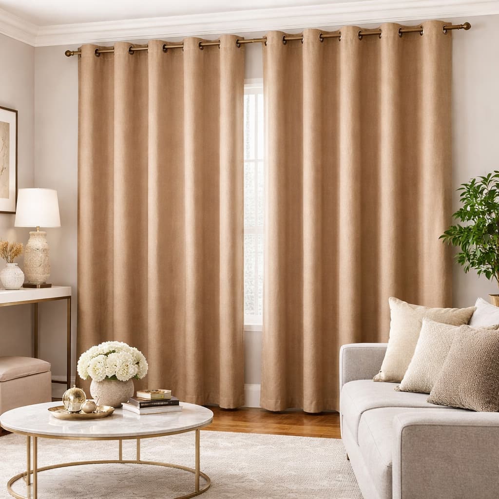 Cortina Em Cetim Amassadinho - Quarto Escritório Sala - Para Varão - 3,00 x 2,50 - Avelã