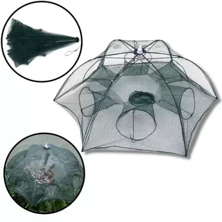Armadilha Covo 6 Bocas Pesca Peixe Isca Viva Lambaris Camarões Guarda Chuva Sol