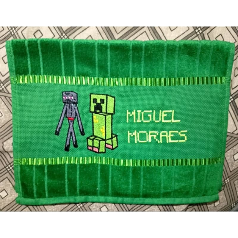 Toalhinha Lavado Bordado Personalizada Bordada 30x45cm Minecraft