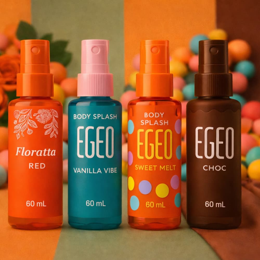 Kit 4 Body Splash Feminino Importado Egeo Floratta Red Vanilla Vibe Melancia Fragrância Refrescante