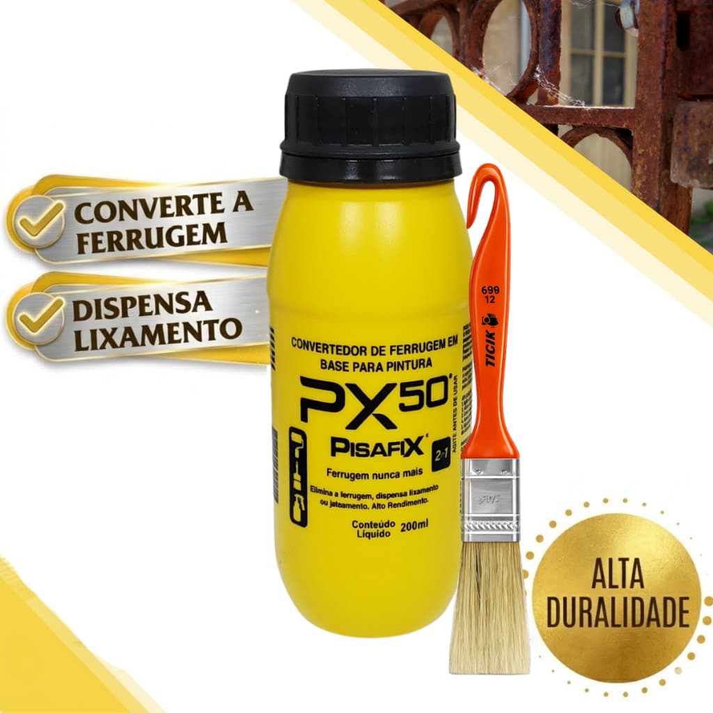 Conversor De Ferrugem 200ml +  Pincel Aplicador Pisafix Converte em Base para Pintura
