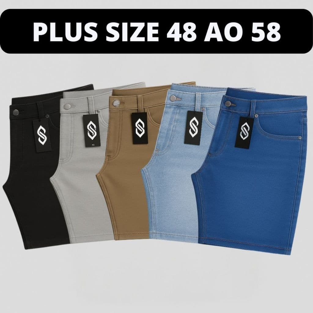 Kit 5 Bermuda Jeans Masculina Slim Plus Size Extra 48 ao 58 Xxg