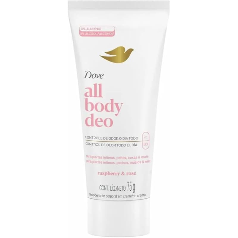 Dove All Body, Desodorante Corporal Em Creme, Para o Corpo Todo, Framboesa e Rosa 75g Promoção