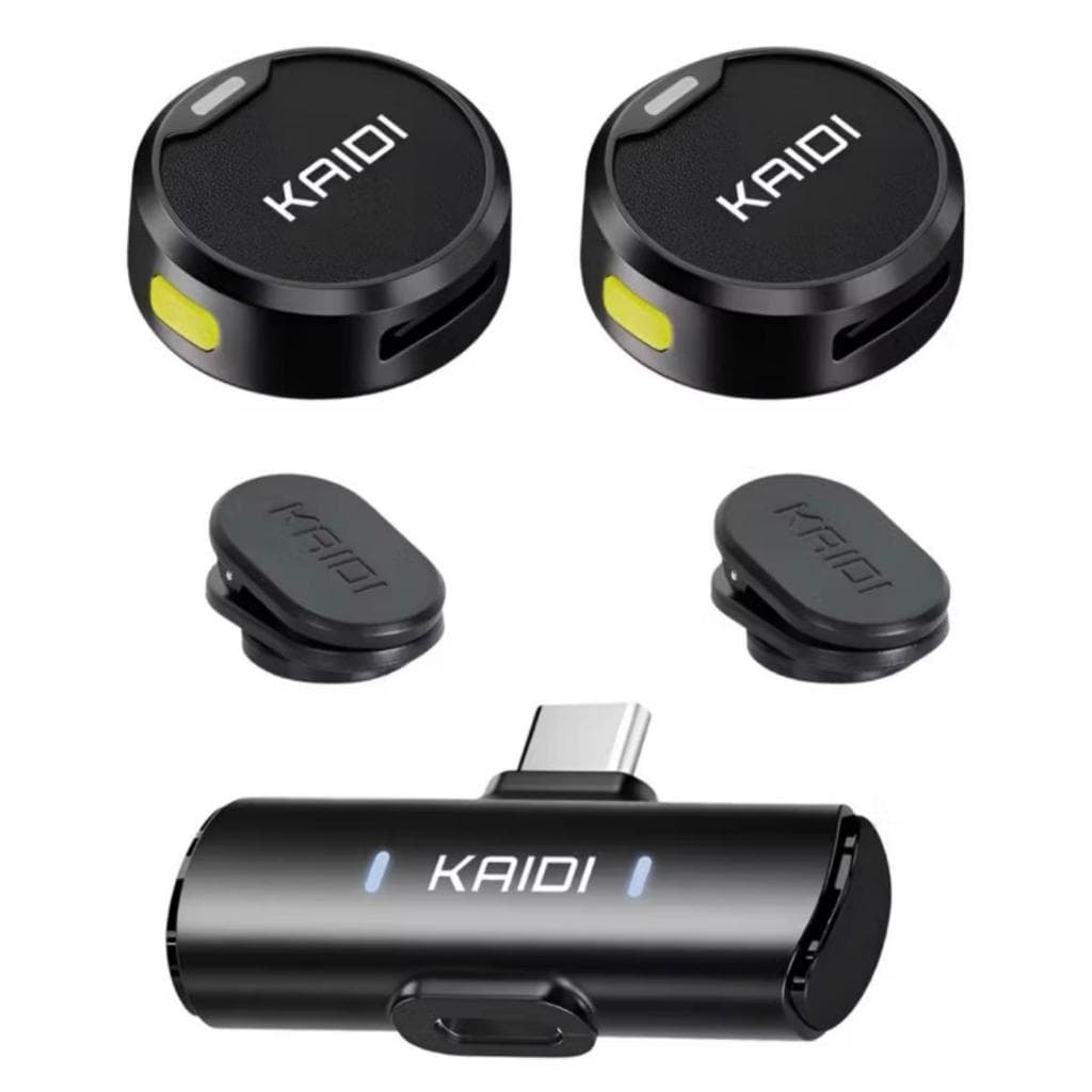 Microfone de Lapela Sem Fio KAIDI KMF4-C – Tipo-C, Maginético e Alta Qualidade de Som Bateria Longa, Compact