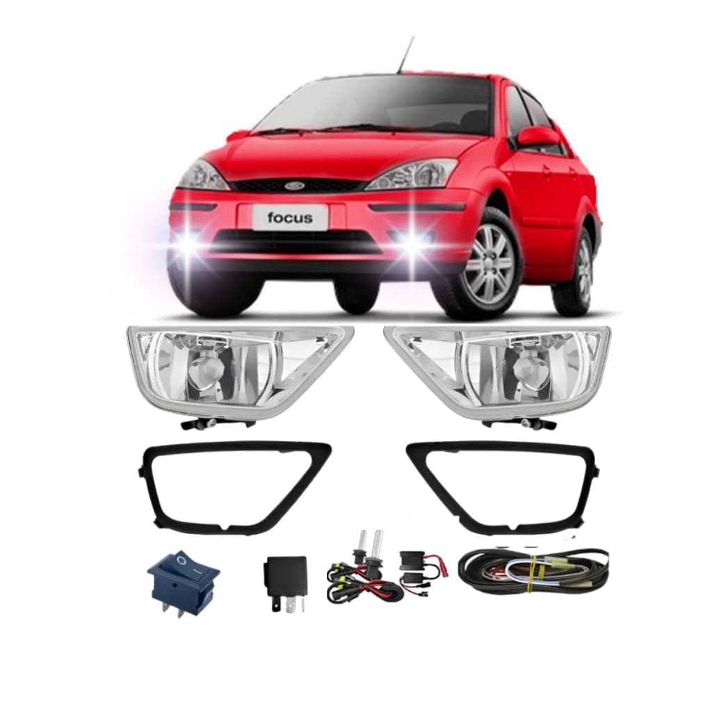 KIT FAROL FAROLETE MILHA FORD FOCUS HATCH FAROL LENTE DE VIDRO + XENON