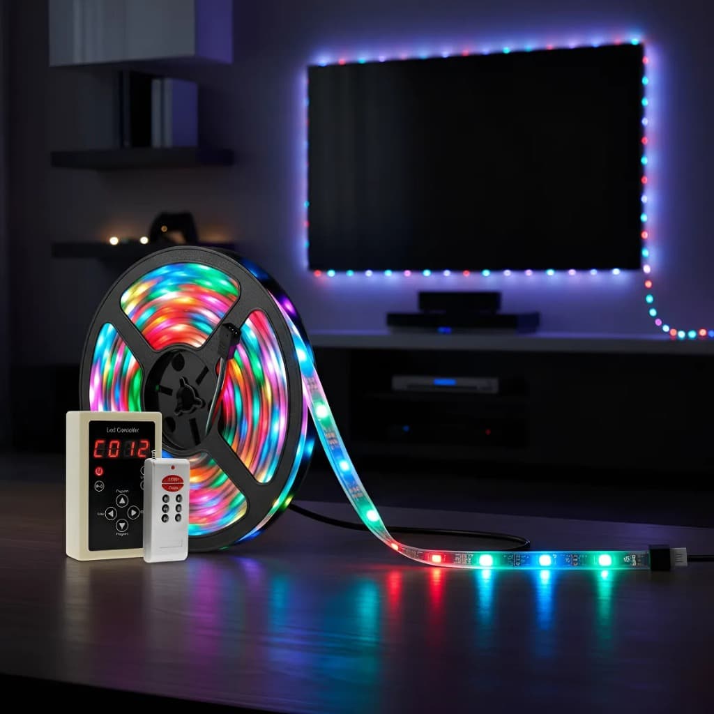 Fita Led Digital Rgb 6803 5m Magic Color Prova D'água Ip67 + Controle + Fonte Efeito Correndo