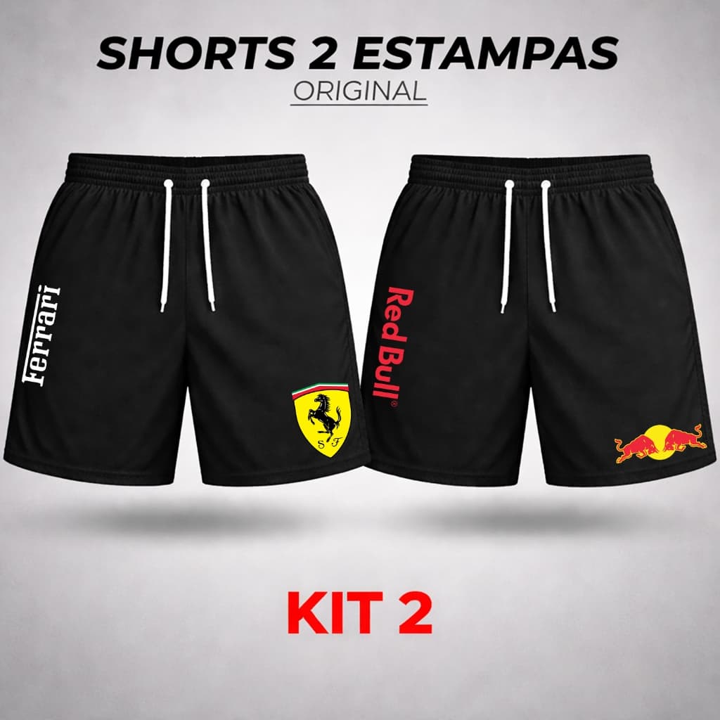 Shorts Tactel Grosso Estampado Bermuda Kit 2 Masculino Praia Academia Secagem Rápida e Leve