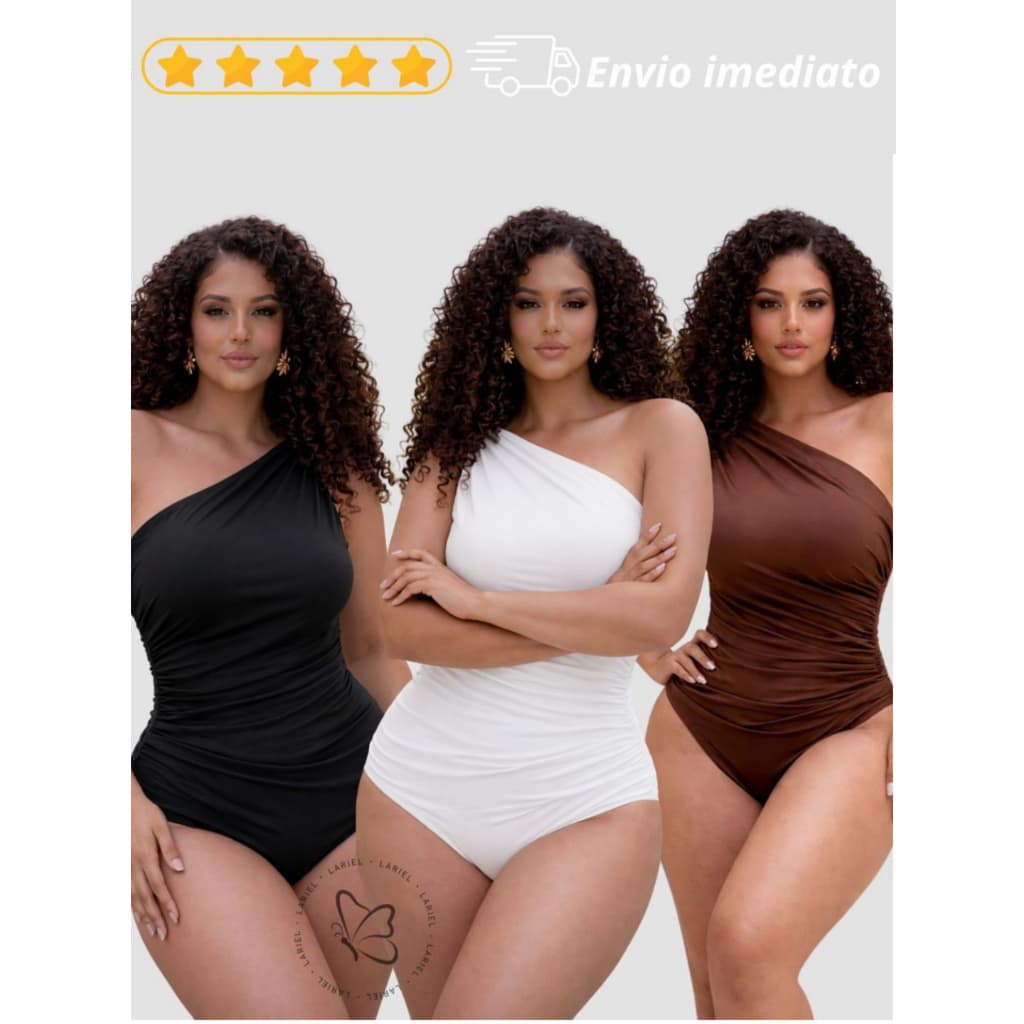 kit 2 body feminino verão plissado um ombro só suplex premium elegante