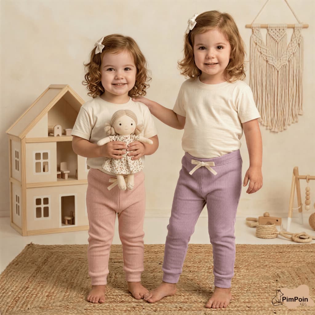 Conjunto Menina Camiseta Algodão Off White + Calça Jogger canelada 1 a 3 Anos confortável escolar