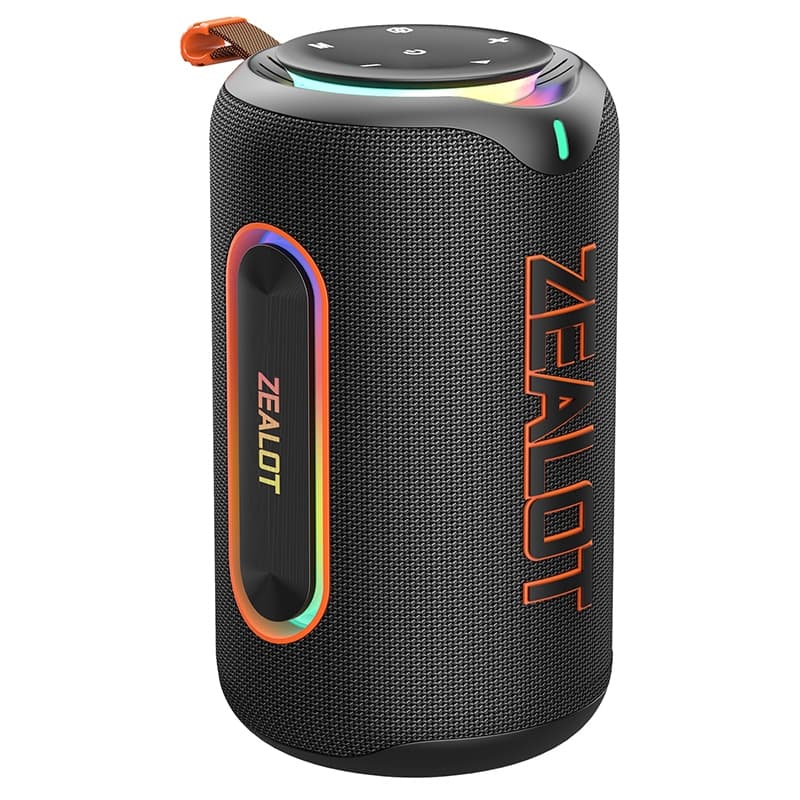 【Envio Imediato】Caixa de Som Bluetooth ZEALOT MP1 Boombox 60W,Bateria 8000mAh,  RGB Piscante, Cordão de Segurança