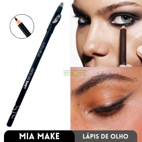Mia Make Lápis Preto/Marrom Com Apontador 1g