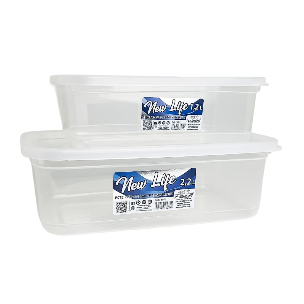Kit 2 Potes Versáteis Para Alimentos E Marmitas 1,2l E 2,2l