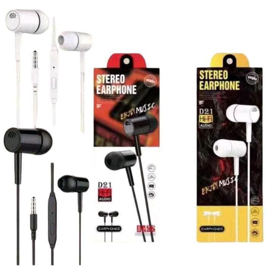 Kit 10 a 20 Fone D21 Com Fio HiFi P2 Com Microfone Som Estéreo Controle De Música Para Celular PC