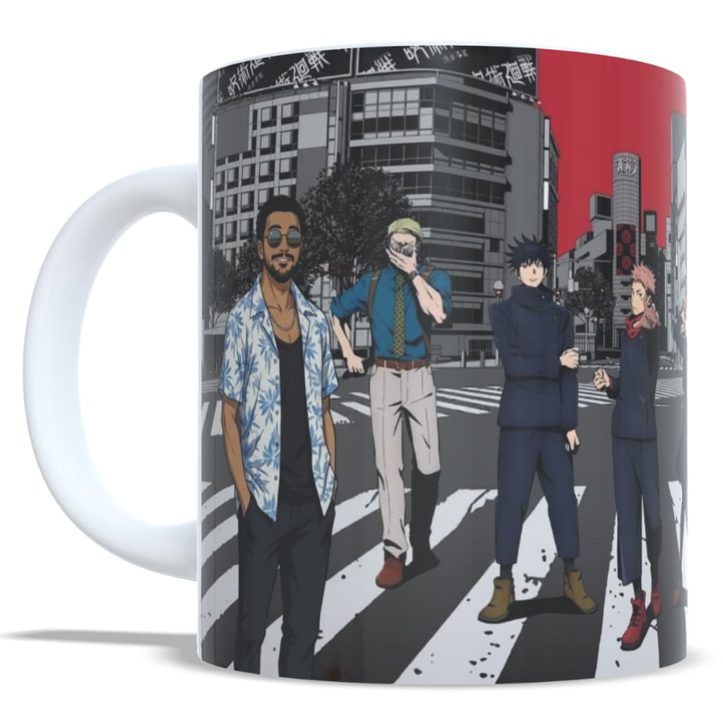 Caneca Personalizada Jujutsu Kaisen Satoro Gojo Itadori Megumi Nobara Com Seu Nome + Caricatura