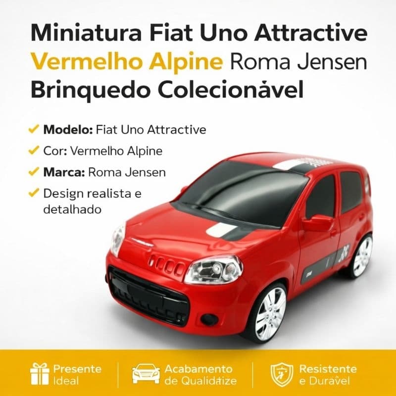 Carro Fiat Uno Attractive Vermelho Alpine Roma Brinquedos.
