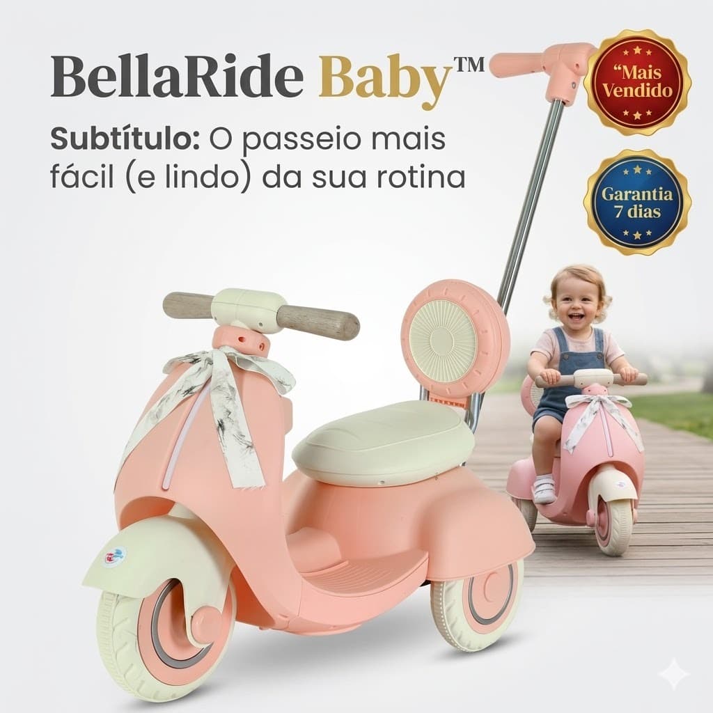 Moto Eletrica Infantil 6v Rosa Veiculo Eletronico Portatil Com Empurrador Seguro