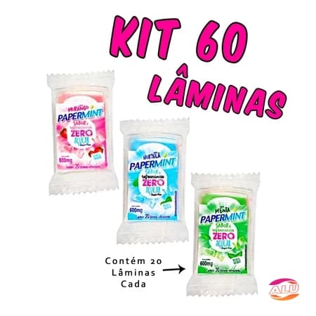 Display Kit 3 Papermint Zero Açúcar 20 Lâminas cada