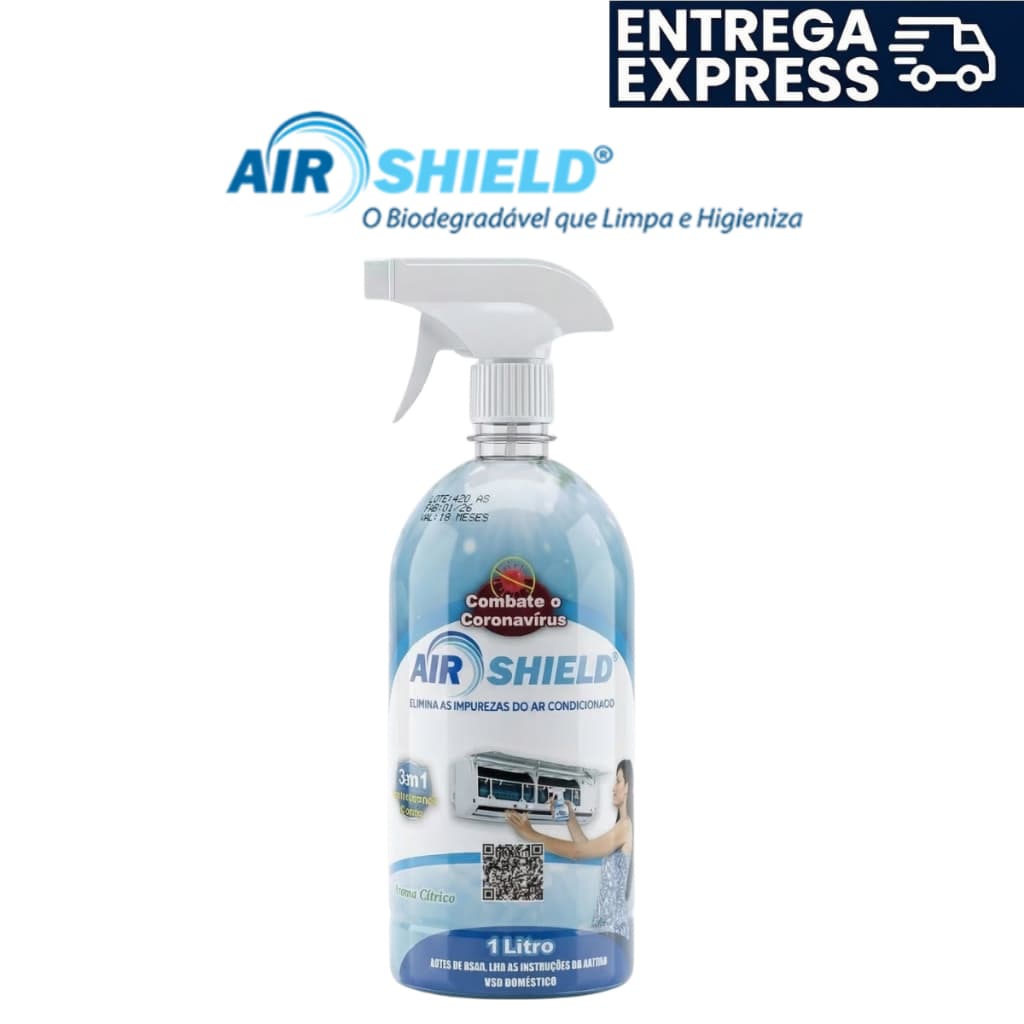 Air Shield Limpa Ar Condicionado Spray Higienizador Elimina Impurezas Casa Escritório Biodegradável