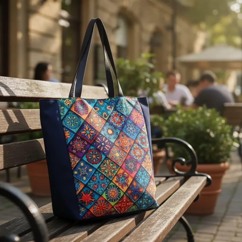 Bolsa Feminina Ecobag Sacola Zíper Forrada Tecido Estampada Gato Negra Árvore Mandala Caveira Olho Grego