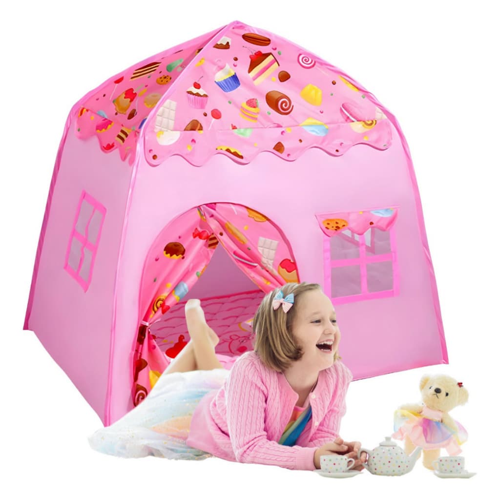 Barraca Infantil Docinho Chocolate Tenda Toca Casinha Resistente Dobrável - Rosa e Azul + Bolsa