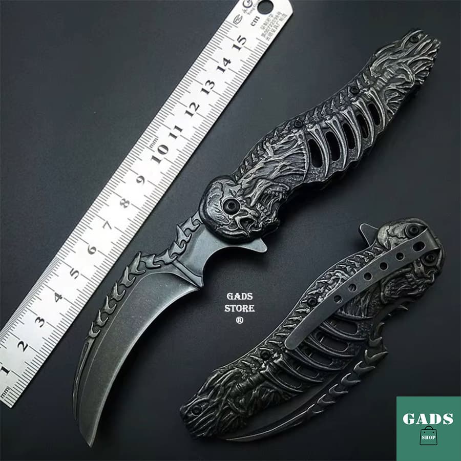Faca Dobrável Com Mola Stonewash com Clip Com Trava Liner Lock TC01