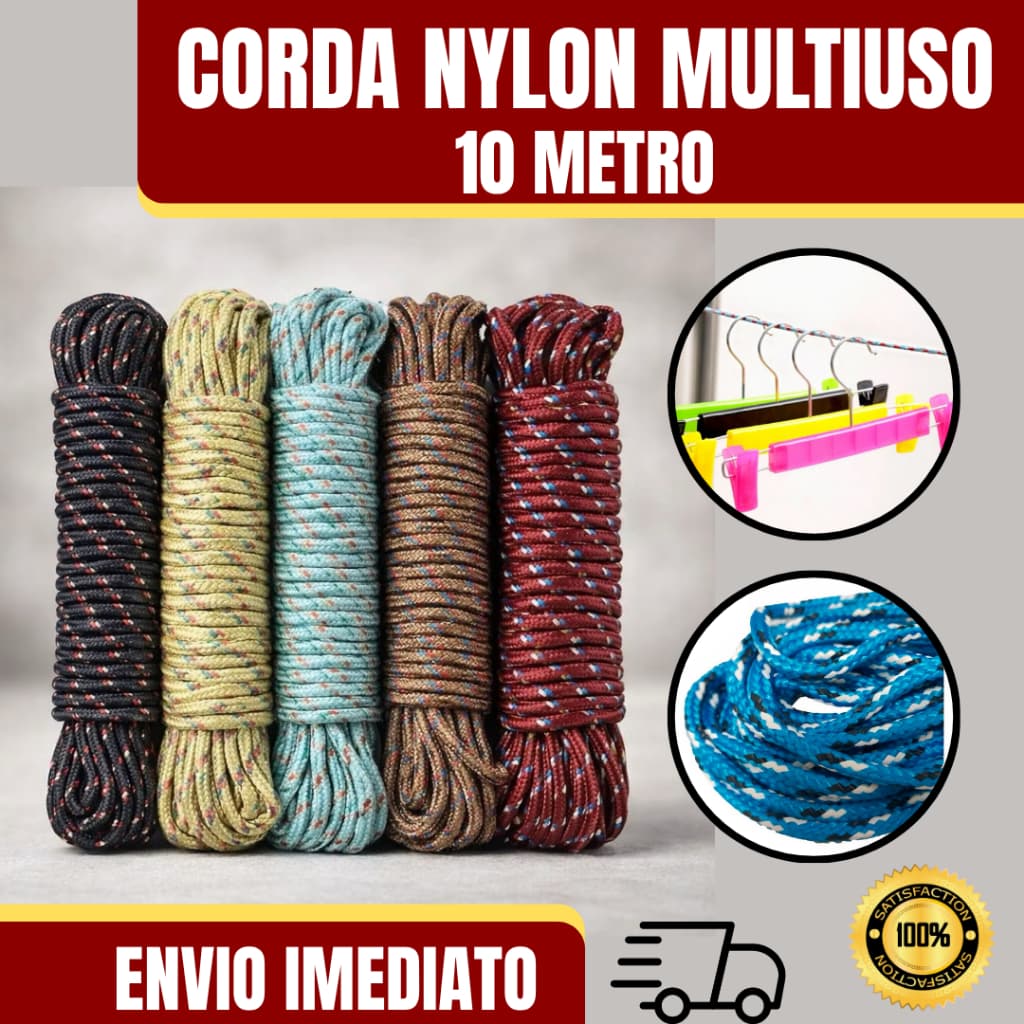 Cordas Multiuso de 10 Super Resistente para Varal Camping Lona Moto e Uso Geral