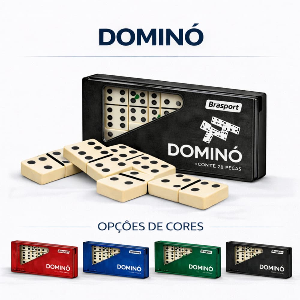 Jogo De Dominó 28 Peças Com Estojo Resistente Clássico Família Lazer Escolar Tipo Osso + Kit com Brinde 1 2 4 Unidades
