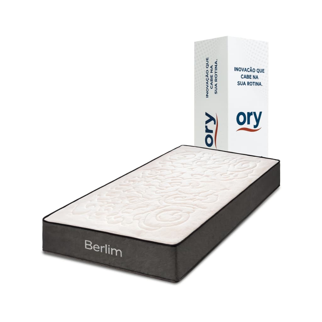 Colchão Solteiro espuma Ortopédico D45 Ultra Firme Tecido Jacquard Lateral Suede a Vácuo Ory Berlim