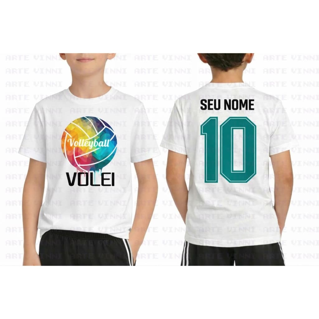 Camiseta infantil masculina tradicional bola volei correndo